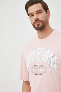 Хлопковая футболка Drykorn, розовый