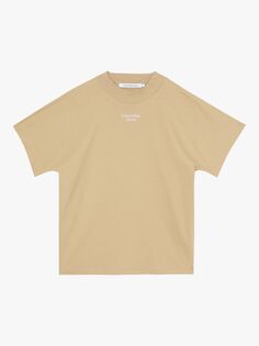 Джинсовая футболка с логотипом Calvin Klein, желто-коричневый песок