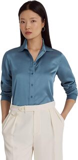Атласная рубашка из шармёза LAUREN Ralph Lauren, цвет Provincial Blue