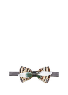 Серый замшевый галстук-бабочка с перьями genius-bowtie