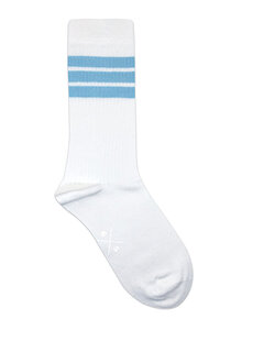 Бело-синие женские носки с тремя полосками 6x5