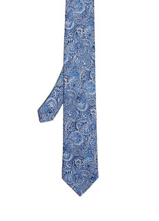 Синий шелковый галстук с разноцветным узором &quot;пейсли&quot; Beymen