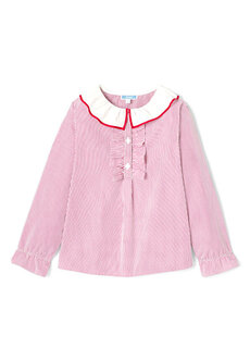 Розовая полосатая блузка из поплина для девочек Jacadi Paris
