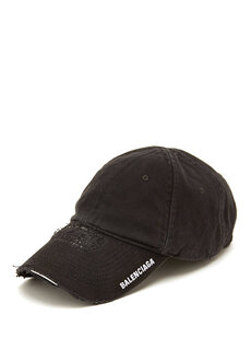 Черная мужская шляпа с вышитым логотипом Balenciaga