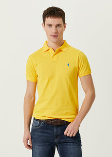 Желтая футболка с воротником-поло приталенного кроя в сетку Polo Ralph Lauren