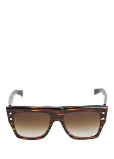 Коричневые женские солнцезащитные очки прямоугольной формы Balmain