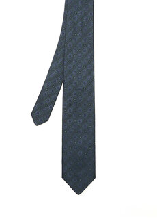 Темно-синий зеленый шелковый галстук с геометрическим узором Beymen