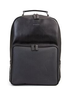 Черный вязаный текстурированный мужской рюкзак из матовой кожи Beymen