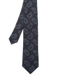 Темно-синий шелковый галстук с узором пейсли Beymen