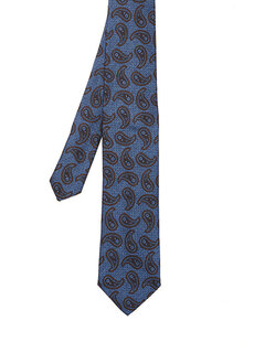 Голубой шелковый галстук с узором &quot;пейсли&quot; Beymen