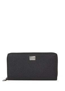 Мужской кожаный кошелек с черным логотипом Dolce&amp;Gabbana