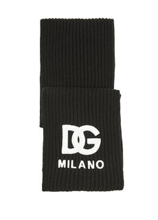 Черный шерстяной шарф для мальчика с логотипом Dolce&amp;Gabbana