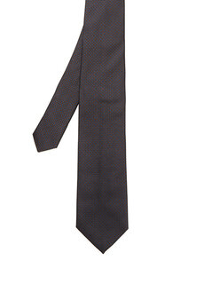 Коричневый-серый шелковый галстук с микро-узором Beymen