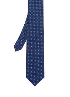 Темно-синий шелковый галстук с микро-узором Beymen