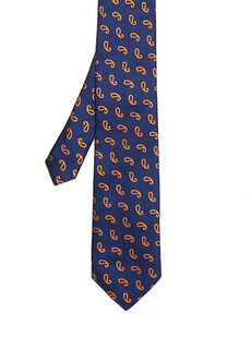 Темно-синий шелковый галстук с узором пейсли Beymen