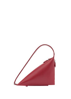 Бордово-красная женская кожаная сумка с логотипом Courreges