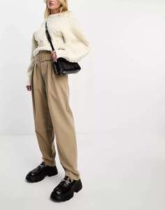 Цветные зауженные брюки с завышенной талией и поясом Vero Moda