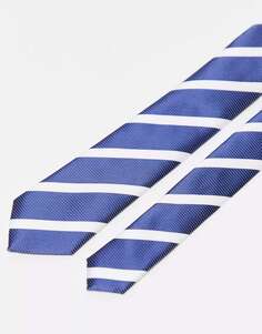 Темно-синий и белый галстук в полоску French Connection