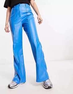 Кобальтово-синие широкие брюки из искусственной кожи Urban Threads