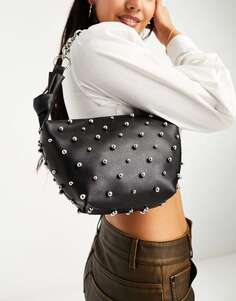 Гламурная мини-сумка с заклепками черного цвета Glamorous