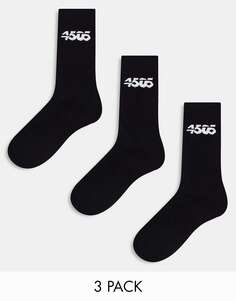 Три пары черных спортивных носков ASOS