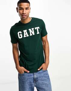 Темно-зеленая футболка с логотипом GANT varsity