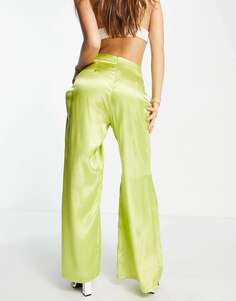 Эксклюзивные широкие брюки сшитого по фигуре бренда Collective the Label зеленого цвета лайма