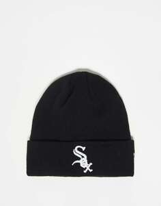 Черная шапка-бини унисекс New Era White Sox с белым логотипом