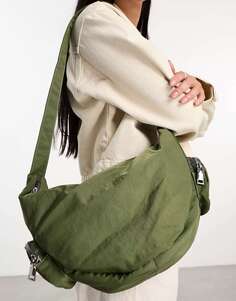 My Accessories Нейлоновая сумка-слинг London с карманами цвета хаки