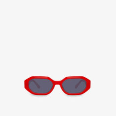 Солнцезащитные очки Linda Farrow x The Attico Irene в шестиугольной прямоугольной оправе из ацетата ацетата Linda Farrow, красный