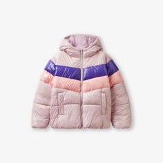 Утепленная куртка в стиле колор-блок 6-14 лет Benetton, розовый