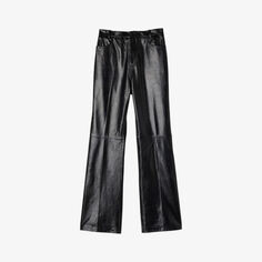 Расклешенные кожаные брюки с высокой посадкой Sandro, цвет noir / gris