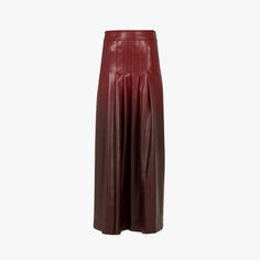Плиссированная юбка миди из искусственной кожи с высокой посадкой Leem, бордовый
