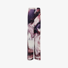 Широкие брюки средней посадки с графическим принтом из эластичной ткани Leem, цвет raisin
