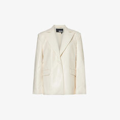 Однобортный пиджак оверсайз из искусственной кожи Rotate Birger Christensen, белый