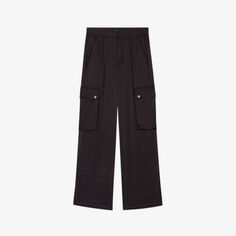 Широкие тканые брюки карго со средней посадкой «Прага» Maje, цвет noir / gris