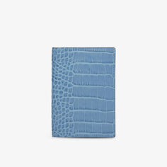 Обложка для паспорта Mara из кожи с тиснением под крокодила Smythson, синий