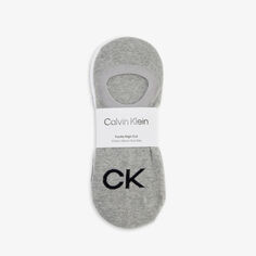 Комплект из трех противоскользящих носков с эластичным хлопковым принтом и логотипом Calvin Klein, серый