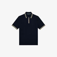 Шерстяная рубашка-поло с контрастным воротником Ted Baker, темно-синий
