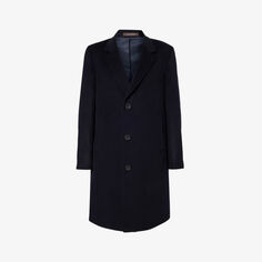Пальто Shaw из смесовой шерсти с лацканами Oscar Jacobson, темно-синий