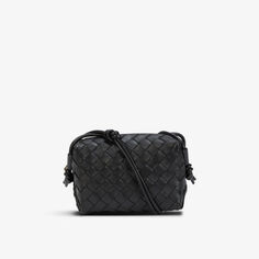 Кожаная сумка через плечо Loop Mini Intrecciato Bottega Veneta, черный