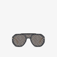 Солнцезащитные очки-авиаторы в ацетатной оправе FN000575 с монограммой Fendi, черный