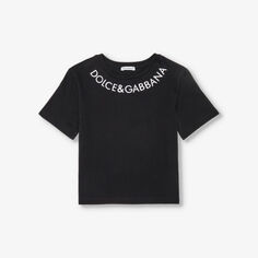 Футболка из хлопкового джерси с короткими рукавами и логотипом, 6–12 лет Dolce &amp; Gabbana, черный