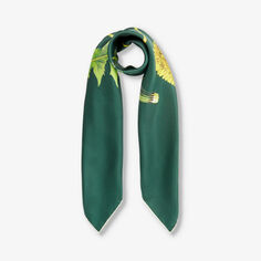 Шелковый шарф с цветочным принтом и логотипом Burberry, цвет ivy