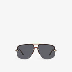 Солнцезащитные очки FT1003 Hugo в ацетатной оправе-авиаторе Tom Ford, коричневый