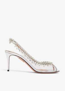 Сандалии Aquazzura Temptation Crystal, серебряный