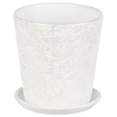 Кашпо керамика, 0.9 л, 12х12 см, белое, Лава №2, 010266