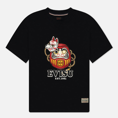 Мужская футболка Evisu Evergreen Daruma With Inari Mask Printed, цвет чёрный, размер S