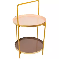 Приставной столик круглый 37.4x59 см золотой Без бренда