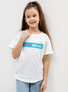 Хлопковая футболка для девочки в белом цвете с принтом Mark Formelle